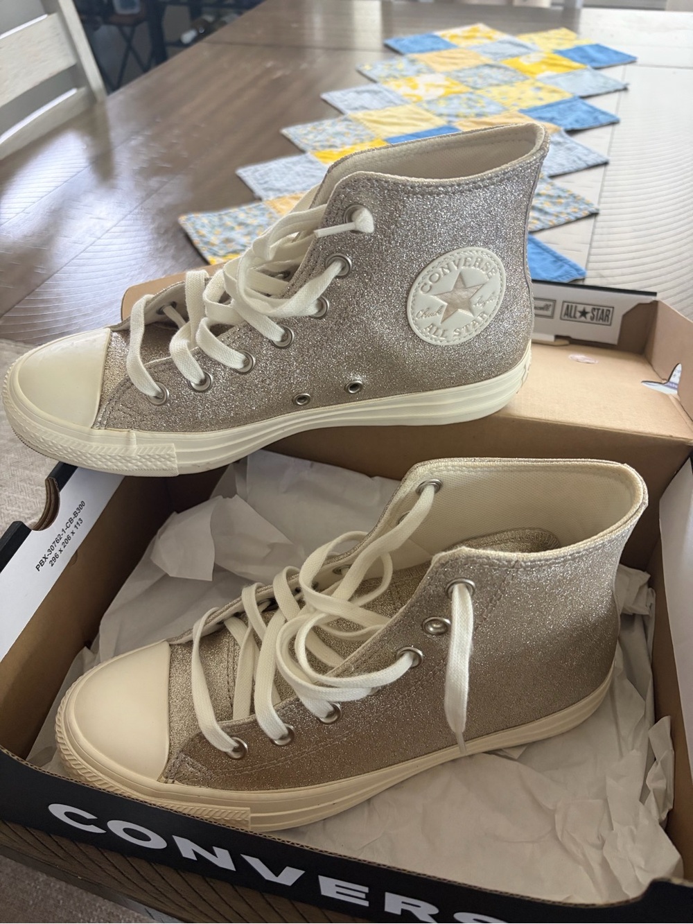 Converse High Top Sneakers in Champagne Glitter